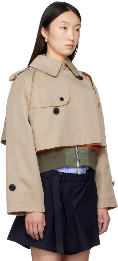 Sacai Beige Cotton Gabardine X Nylon Twill Jacket