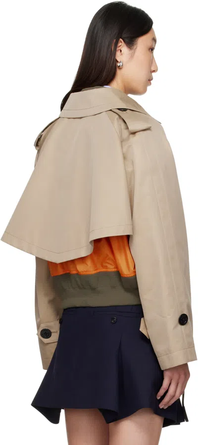Sacai Beige Cotton Gabardine X Nylon Twill Jacket