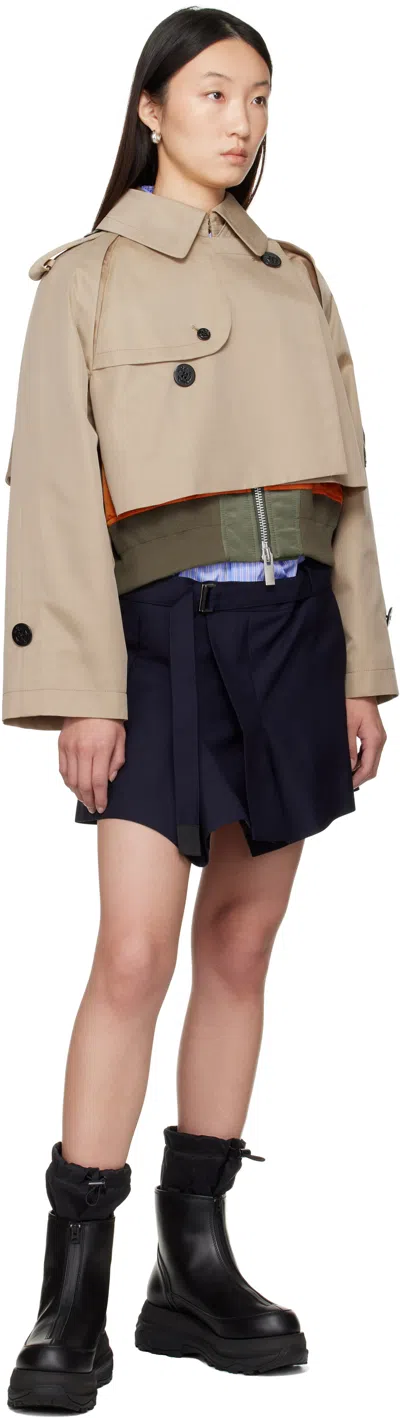 Sacai Beige Cotton Gabardine X Nylon Twill Jacket