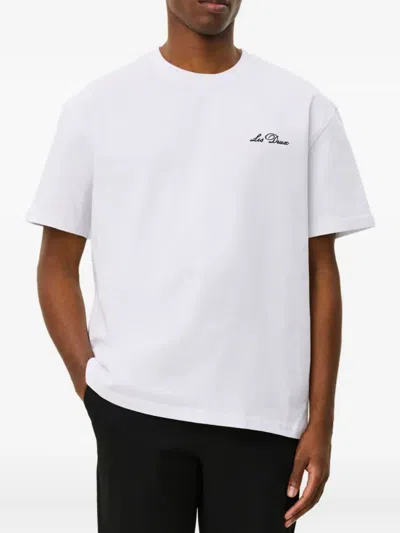 Les Deux Crew Logo-embroidered Jersey T-shirt In White
