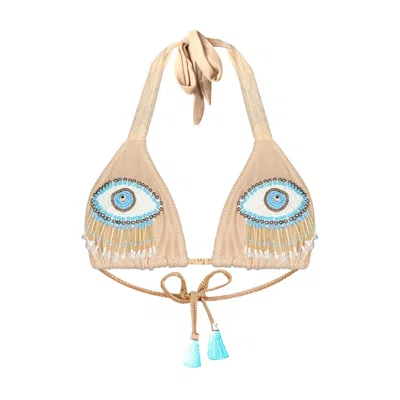 Deessa Ibiza Women's Neutrals / Gold Gold Metallic Ibiza Bikini Top Mari Good Vibes Only