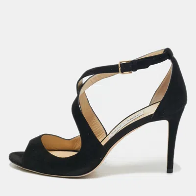 Pre-owned Jimmy Choo Black Suede Emily Sandals Size 40.5