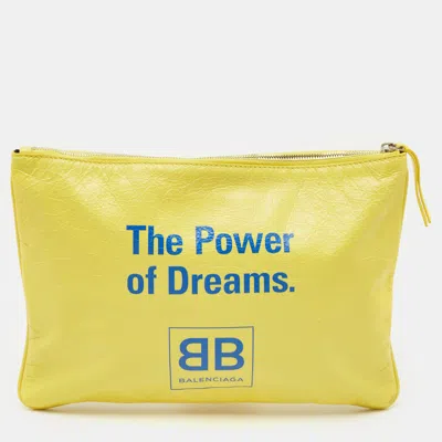 Pre-owned Balenciaga Yellow Leather The Power Of Dreams Pouch