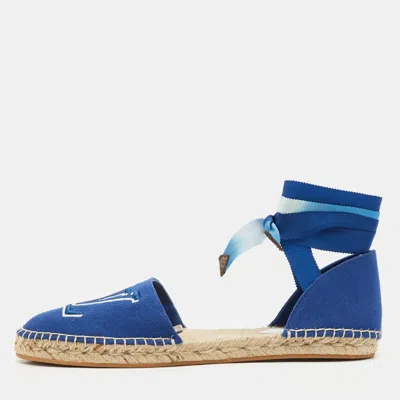Pre-owned Louis Vuitton Blue Canvas Escale Starboard Espadrille Flats Size 39