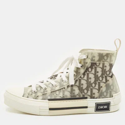 Pre-owned Dior Metallic Grey Oblique Jacquard B23 High Top Sneakers Size 40