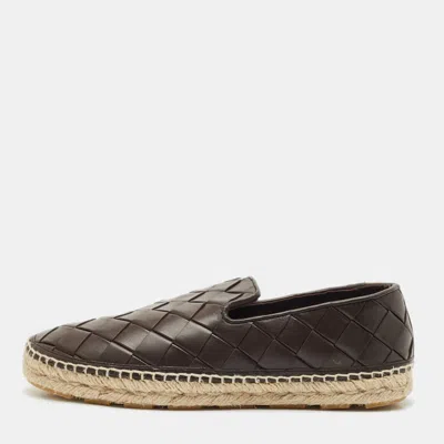 Pre-owned Bottega Veneta Brown Woven Leather Jack Espadrille Flats Size 40