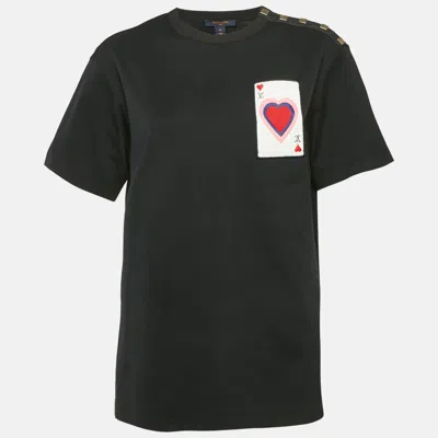 Pre-owned Louis Vuitton Black Cotton Stud Detail Game-on T-shirt M