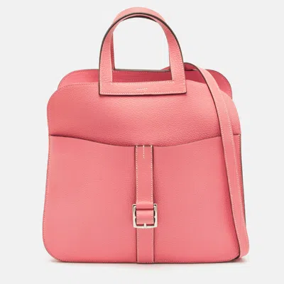 Pre-owned Hermes Hermès Rose Azalee Taurillon Clemence Leather Halzan 31 Bag In Pink