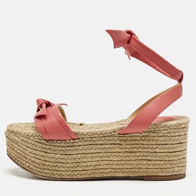 Pre-owned Alexandre Birman Pink Leather Wedge Sandals Size 37