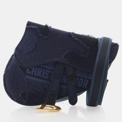 Pre-owned Dior Mini Canvas Embroidered Saddle Belt Bag