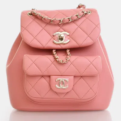 Pre-owned Chanel Small Pink Lambskin Duma Backpack