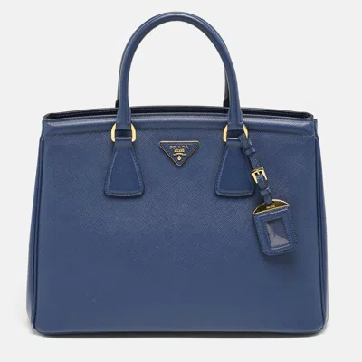 Pre-owned Prada Navy Blue Saffiano Lux Leather Parabole Tote