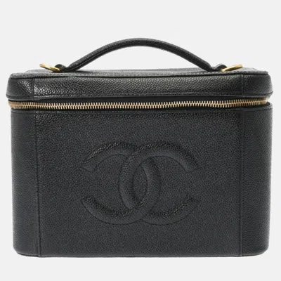 Pre-owned Chanel Vanity Bag Black Caviar Skin Handbag