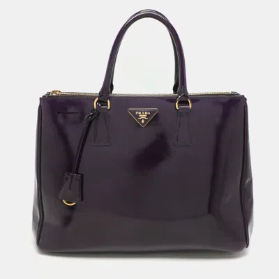 Pre-owned Prada Purple Patent Leather Medium Double Zip Galleria Tote