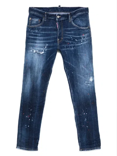 Dsquared2 Indigo Blue Stretch Cotton Jeans In Blue