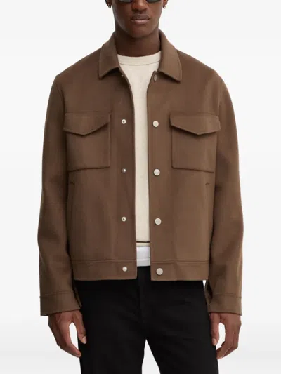 Nanushka Flap-pocket Wool Jacket In Brown