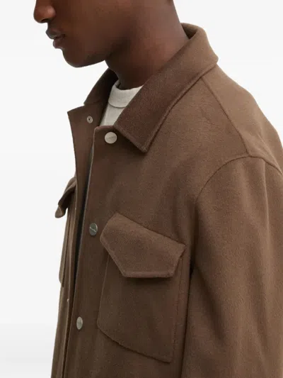 Nanushka Flap-pocket Wool Jacket In Brown