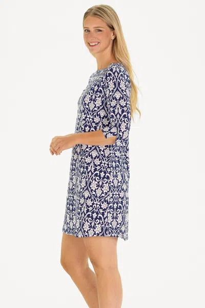 Duffield Lane The Alicia Dress In Navy Filigree In Blue