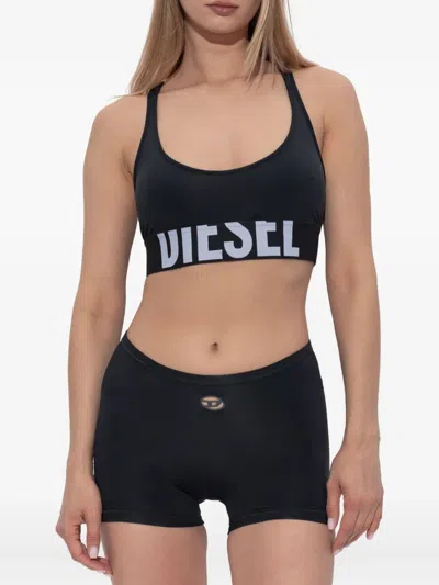 Diesel Allison-d-pop Logo-embellish Sports Bra In Black