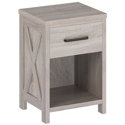 Hivvago Sofa Side Table With Drawer And Shelf-antique Brush White In Gray