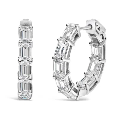 Haus Of Brilliance 14k White Gold 5 1/10 Cttw Emerald Cut Lab Grown Diamond Inside Out Hoop Earrings