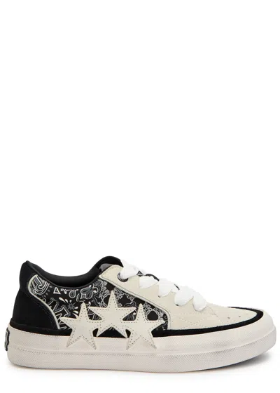 Amiri Sunset Skate Paisley-printed Suede Sneakers In Black