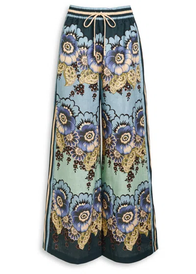 Alemais Madalena Floral-print Flax Trousers