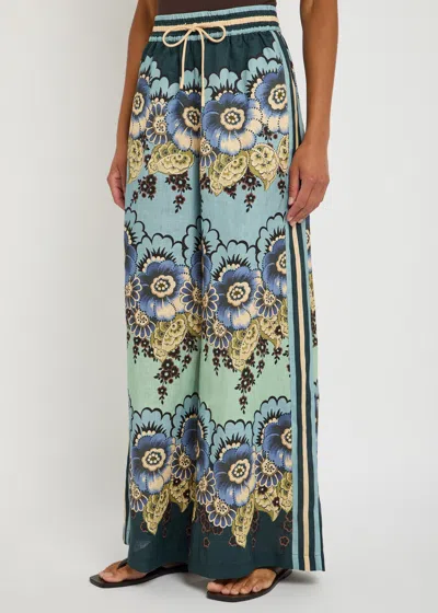 Alemais Madalena Floral-print Flax Trousers