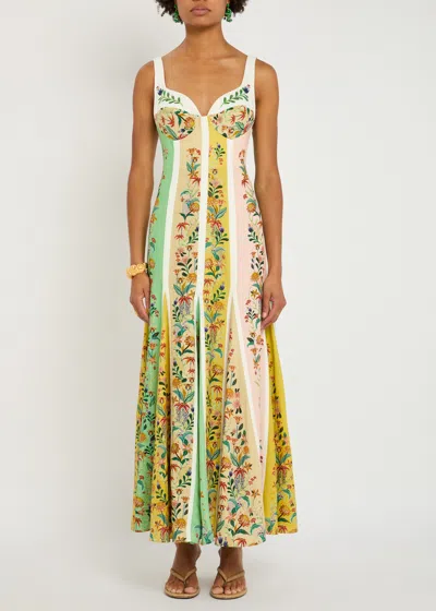 Farm Rio Striped Linen-blend Maxi Dress