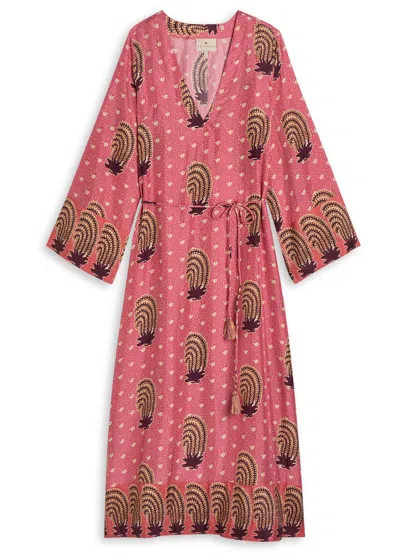 Hannah Artwear Leandra Printed Silk Maxi Dress In Pink