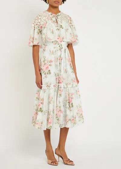 Needle & Thread Carla Floral-print Chiffon Midi Dress