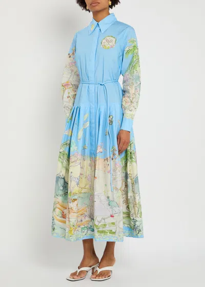 Alemais Anouk Printed Cotton Midi Shirt Dress