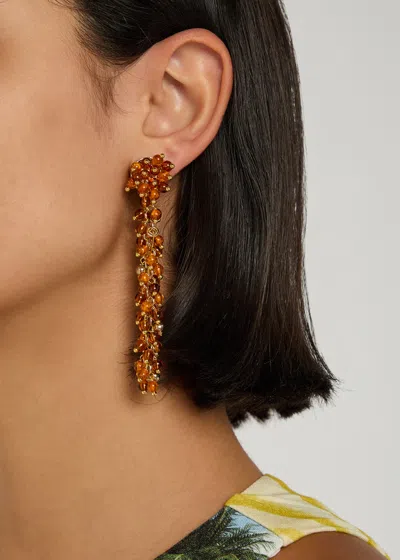 Rosantica Beaded Metal Clip-on Drop Earrings
