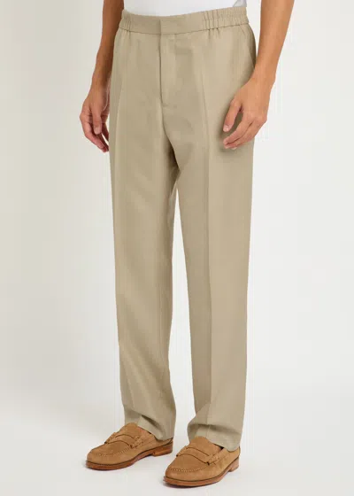 Paul Smith Light Camel Wool-silk Elasticated-waist Trousers Brown In Neutral