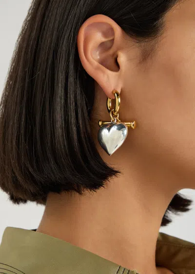 Timeless Pearly Two-tone Heart 24kt Gold-plated And Sterling Silver Hoop Earrings
