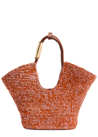 Zimmermann Goldentime Crochet Raffia Tote In Brown
