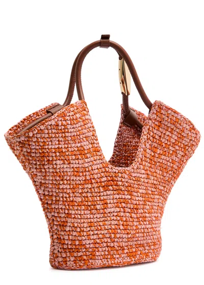 Zimmermann Goldentime Crochet Raffia Tote In Brown