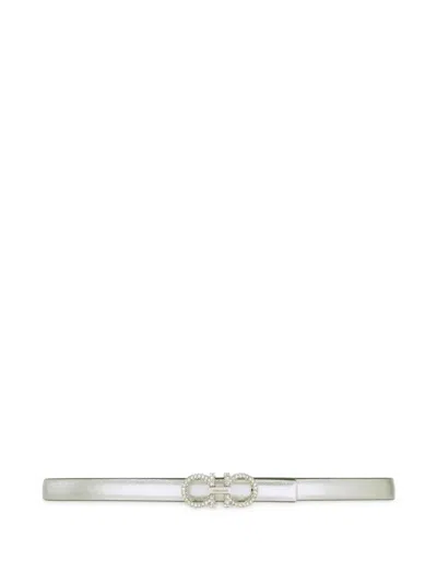 Ferragamo Reversible Adjustable Gancini Belt In Neutral