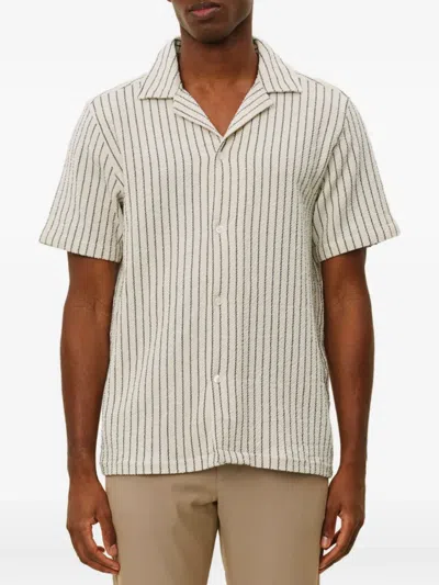 Les Deux Striped Short-sleeve Shirt In White