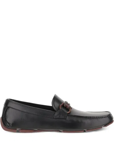 Ferragamo Gancini-detail Leather Loafers In Black