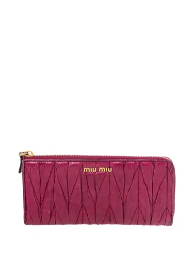 Pre-owned Miu Miu Matelassé Leather Wallet