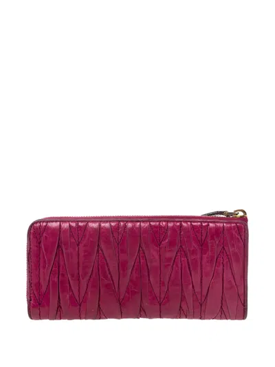 Pre-owned Miu Miu Matelassé Leather Wallet
