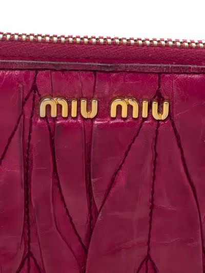 Pre-owned Miu Miu Matelassé Leather Wallet