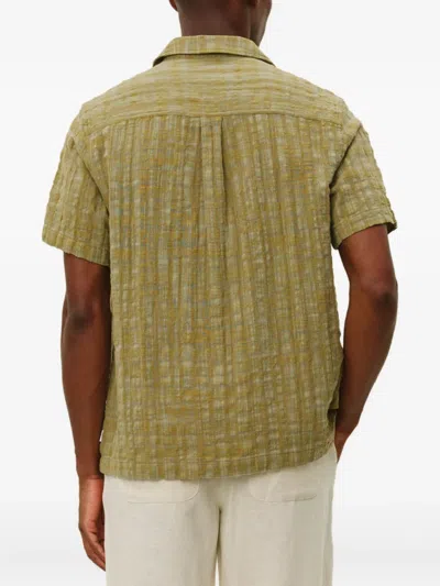Les Deux Camp-collar Textured Shirt In Green