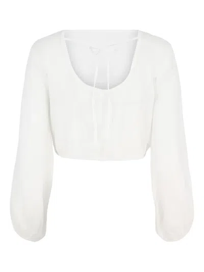 Cala De La Cruz Tie-back Blouse In White