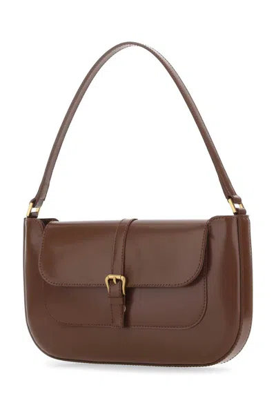 By Far Brown Leather Miranda Shoulder Bag