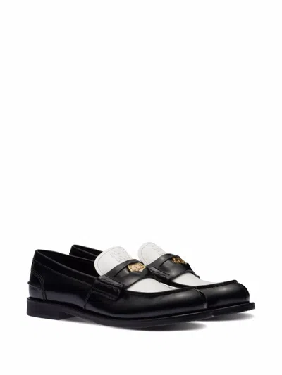 Miu Miu Black Leather Loafers In Black