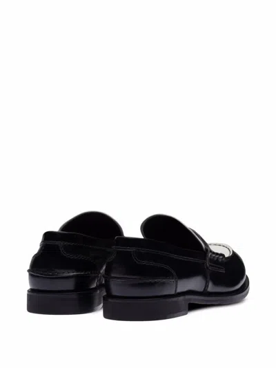 Miu Miu Black Leather Loafers In Black