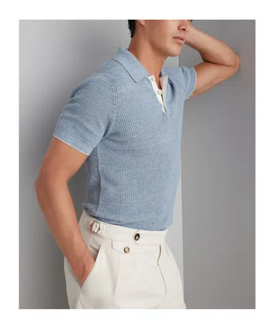 Brunello Cucinelli Men's Jersey Polo Shirt In Blue