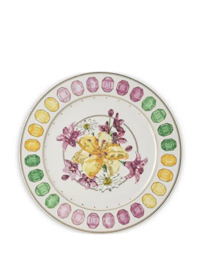 Swarovski Floral-print Plate In Multi